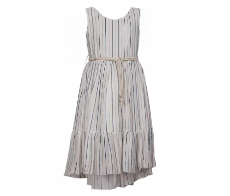 M&B Kid's Fashion Φόρεμα ριγέ με κορδόνι στη μέση Λευκό | Φορέματα στο Fatsules