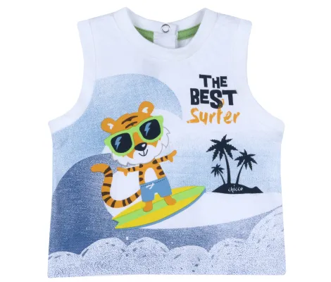 Chicco Αμάνικο μπλουζάκι "The best Surfer" Λευκό | Βρεφικά Ρούχα - Όλα τα προιόντα στο Fatsules