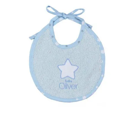Σαλιάρα Baby Oliver 20×20cm Αστεράκι Σιέλ | Προίκα Μωρού - Λευκά είδη στο Fatsules