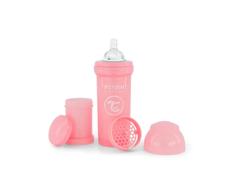 Μπιμπερό κατά των κολικών Twistshake 260ml Pastel Pink | Υγιεινή και Φροντίδα στο Fatsules