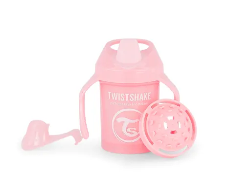 Εκπαιδευτικό κύπελλο Twistshake Mini Cup 230ml 4+Μηνών Pastel Pink Με μίξερ φρούτων | Βρεφανάπτυξη στο Fatsules