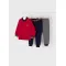 Mayoral Σετ Φόρμα με ζακέτα χωρίς κουκούλα με 2 παντελόνια Κόκκινο-Μπλε | Βρεφικές φόρμες - φούτερ στο Fatsules