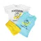 NEK Kids Wear Σετ 3 τεμ. μπλουζάκια και σορτς Λευκό-Γαλάζιο-Κίτρινο | Βρεφικά Σύνολα - Σετ - Σαλοπέτα στο Fatsules