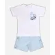 NEK Kids Wear Παιδικό σετ σορτς και μπλουζάκι 'Hello Summer' Λευκό Γαλάζιο | Σύνολα - Σετ Μακό Κοντομάνικα - Σετ Μακό αμάνικα στο Fatsules