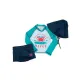 Joyce Παιδικό Σετ μαγιό με αντηλιακή μπλούζα και καπέλο Τιρκουάζ Μπλε | Μαγιό στο Fatsules