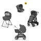 Σύστημα μεταφοράς Aptica Quattro χρώμα Velvet Grey με σκελετό Palladio Black και παιδικό κάθισμα αυτοκινήτου Darwin Infant | Πολυκαρότσια 3 σε 1 στο Fatsules